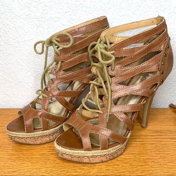 Bakers Lace Up Tan Heels - Picture 1 of 7